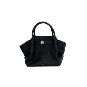 JW PEI Hana Mini Tote Bag Black Pebbled Vegan Leather Gold Accent Crossbody